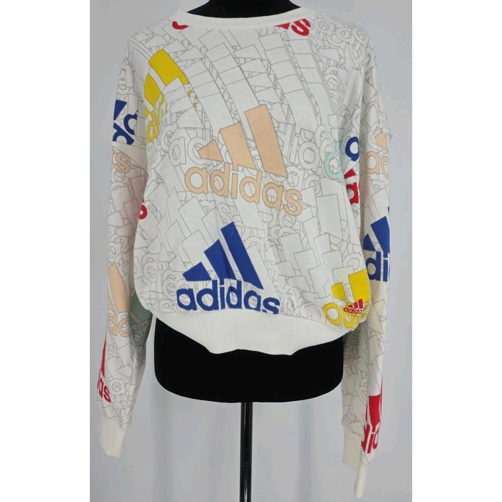 Adidas Women's Cropped Mulitcolor Sweatshirt Medium Scarf‎ Logo Trendy